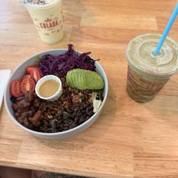 CRISPY CONGRI RICE SALAD and GUAVA MATCHA GLOW