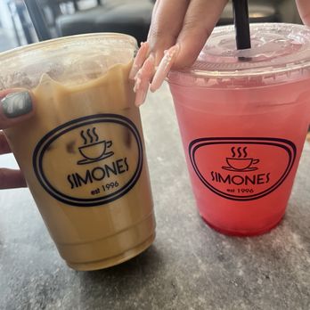 Simones Coffee & Tea - Iced Cinna Dulce Latte and Cherry Lemonade. - Coffee & Tea Near Me - Ventura, California Simones Coffee & Tea - Iced Cinna Dulce Latte and Cherry Lemonade. - Coffee & Tea Near Me - Ventura, California