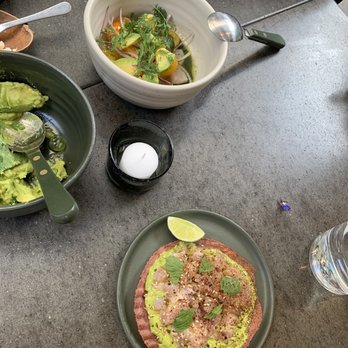Damian - Uni tostada and fish tartare tostada - Mexican Near Me - Los Angeles, California
