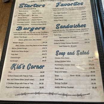 The Hitchin' Post Restaurant & Saloon - Menu - American Near Me - Melrose, Montana