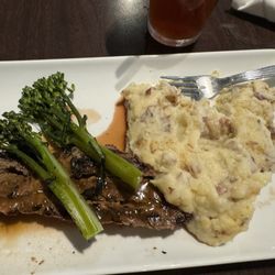 The Garden Grille & Bar - Flank steak with broccolini and mash potato