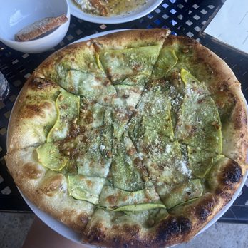 Coltivare - Squash pizza with pine nuts, pesto, and smoked mozzarella - Italian Near Me - Houston, Texas