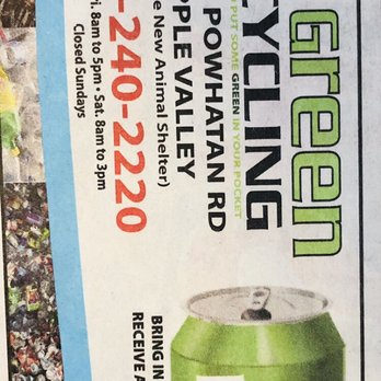 Go Green Recycling - Coupon ! - Recycling Center Near Me - Apple Valley, California Go Green Recycling - Coupon ! - Recycling Center Near Me - Apple Valley, California