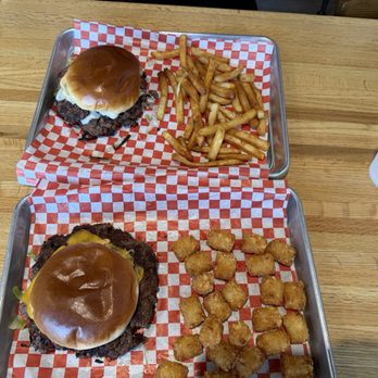 True Texas Burgers - Smash burgers with cheddar cheese and pepper jack with tater tots and fries - Burgers Near Me - Frisco, Texas True Texas Burgers - Smash burgers with cheddar cheese and pepper jack with tater tots and fries - Burgers Near Me - Frisco, Texas