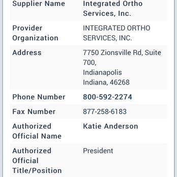 Integrated Orthopedics - NPI information - Medical Supplies Near Me - Indianapolis, Indiana Integrated Orthopedics - NPI information - Medical Supplies Near Me - Indianapolis, Indiana