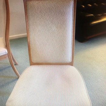Contempo Custom Upholstery - worn and torn fabric and dented cushion dining chair, - Furniture Reupholstery Near Me - San Jose, California