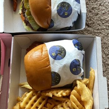 5th Street Burger & Fries - Tempe Burger with Sweet potato fries (top) and Buffalo Chicken sandwich with waffle fries (bottom) - Burgers Near Me - Mesa, Arizona 5th Street Burger & Fries - Tempe Burger with Sweet potato fries (top) and Buffalo Chicken sandwich with waffle fries (bottom) - Burgers Near Me - Mesa, Arizona