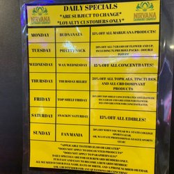 Nirvana Cannabis Tri Cities - Daily Specials as of 03/08/22