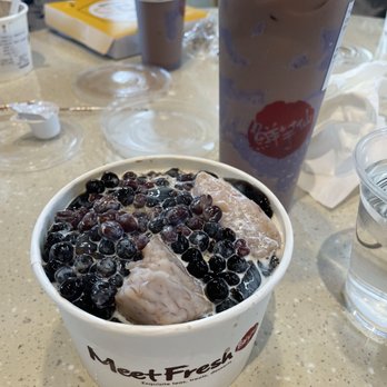 Meet Fresh - Icy Grass Jelly Combo B, ube drink - Desserts Near Me - Santa Clara, California Meet Fresh - Icy Grass Jelly Combo B, ube drink - Desserts Near Me - Santa Clara, California