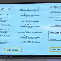 Mario's Poutine & Pizzeria - Poutine & sandwich menu