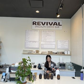 Revival Specialty Coffee Bar - I like the new set-up in the adjacent space in First Avenue Market. Has seating for about 10 or so. - Coffee & Tea Near Me - Fargo, North Dakota Revival Specialty Coffee Bar - I like the new set-up in the adjacent space in First Avenue Market. Has seating for about 10 or so. - Coffee & Tea Near Me - Fargo, North Dakota
