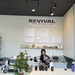 Revival Specialty Coffee Bar - I like the new set-up in the adjacent space in First Avenue Market. Has seating for about 10 or so.