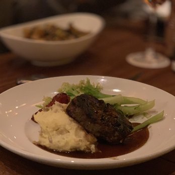 Seasons 52 - Filet with Yukon mashed potatoes and cauliflower, served with a red wine sauce - New American Near Me - Edison, New Jersey Seasons 52 - Filet with Yukon mashed potatoes and cauliflower, served with a red wine sauce - New American Near Me - Edison, New Jersey