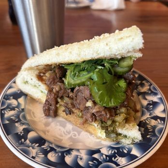 Joy - Scallion Bread Sandwich with 5 Spiced Beef - Taiwanese Near Me - Los Angeles, California