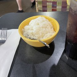 HuHot Mongolian Grill - Everyone gets a bowl of rice