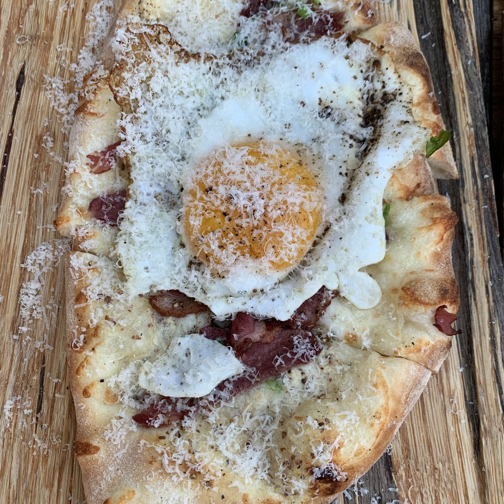 Folktale Winery - Duck carbonara flatbread - Wineries Near Me - Carmel, California Folktale Winery - Duck carbonara flatbread - Wineries Near Me - Carmel, California