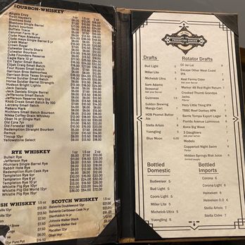 Prohibition Dunedin - Whiskey/Beer Menu - Gastropubs Near Me - Dunedin, Florida