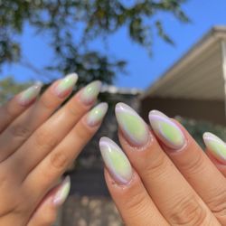 Nails by Glamorousxely - Acrylic almond with airbrush design