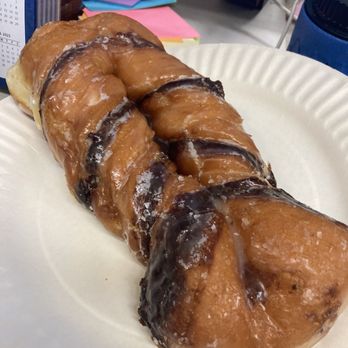 Simone's Donuts - Tiger Stripe (cinnamon and chocolate combo) It's not dirty, I swear!!! - Donuts Near Me - Long Beach, California