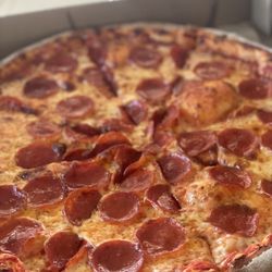 Jonesport Pizza Shop - Large pepperoni. Everyone wanted a piece for breakfast but there was only one left!