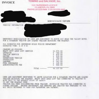 Nickolich Towing - Price gouging charges along with BS fees and some I've never seen any other towing company charge. Stay away from these crooks. - Towing Near Me - Clairton, Pennsylvania Nickolich Towing - Price gouging charges along with BS fees and some I've never seen any other towing company charge. Stay away from these crooks. - Towing Near Me - Clairton, Pennsylvania