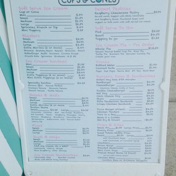 Cups and Cones - a menu for a cupcake shop - Ice Cream & Frozen Yogurt Near Me - DeWitt, Iowa