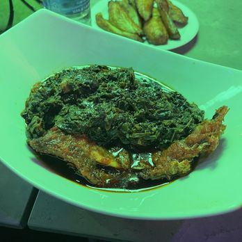 Buka - Spinach soup with fish and plantains - African Near Me - Atlanta, Georgia Buka - Spinach soup with fish and plantains - African Near Me - Atlanta, Georgia