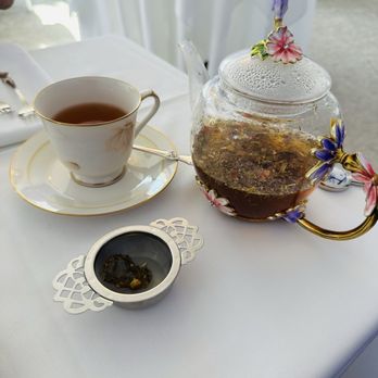 Posh Tea Room  - My tea! Marian Wright Edelman's Guardian's Grace, an herbal tea. Look at the adorable tea pot. - Tea Rooms Near Me - Monroe, Connecticut