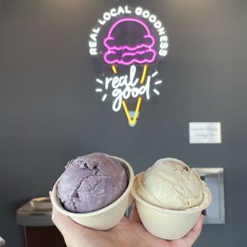 The Creamery - Huckleberry (L) and butter pecan (R) - Cheese Shops Near Me - Beaver, Utah