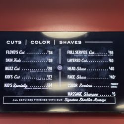 Floyd's 99 Barbershop - Menu Prices