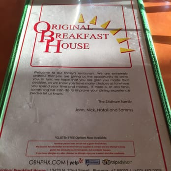 Original Breakfast House - Thoughtful note from the owners. - Breakfast & Brunch Near Me - Phoenix, Arizona Original Breakfast House - Thoughtful note from the owners. - Breakfast & Brunch Near Me - Phoenix, Arizona