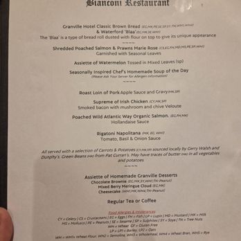 Granville Hotel - Menu - Hotels Near Me - Waterford, WD