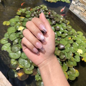 Tk Nails - Clear tips and gel dip with design done by Tina - Nail Salons Near Me - Calabasas, California Tk Nails - Clear tips and gel dip with design done by Tina - Nail Salons Near Me - Calabasas, California