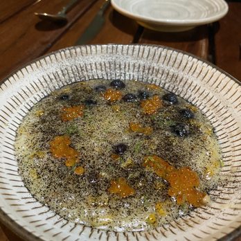 River Twice - Sweet corn porridge with pickled blueberries - New American Near Me - Philadelphia, Pennsylvania River Twice - Sweet corn porridge with pickled blueberries - New American Near Me - Philadelphia, Pennsylvania