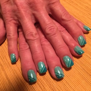 Liza's Nails - Green and green french manicure with crome. - Nail Salons Near Me - Bogota, New Jersey