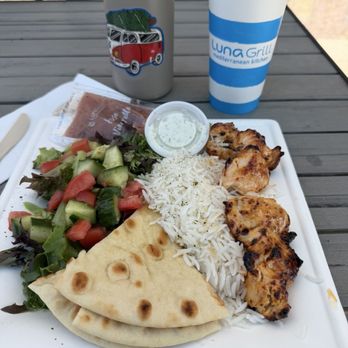 Luna Grill Oxnard - Chicken Kabob Plate - Mediterranean Near Me - Oxnard, California