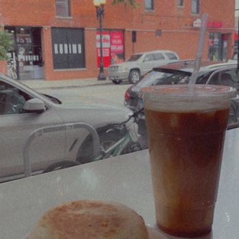 Two Shades Cafe - Caramel Macchiato with the two shades egg sandwich - Cafes Near Me - Chicago, Illinois Two Shades Cafe - Caramel Macchiato with the two shades egg sandwich - Cafes Near Me - Chicago, Illinois