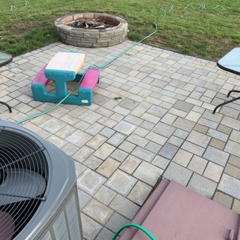 Ascape Landscaping - The original patio ends where the basement hatch way is the extension is all to the left near the fire pit - Landscaping Near Me Ascape Landscaping - The original patio ends where the basement hatch way is the extension is all to the left near the fire pit - Landscaping Near Me