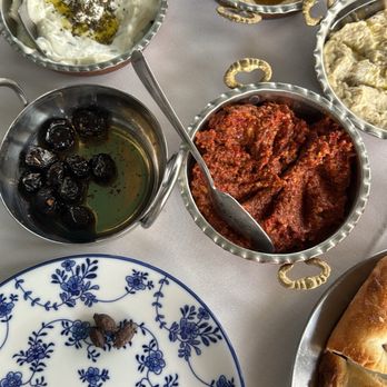 Meze - Meze platter  complimentary bread and olives - Mediterranean Near Me - Miami, Florida
