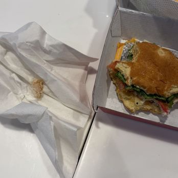 Chick-fil-A - The rubbery portion of the grilled chicken I bit into on my napkin - Fast Food Near Me - San Diego, California