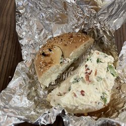 Pour Coffee & Bagel Company - Everything bagel scallion bacon cream cheese