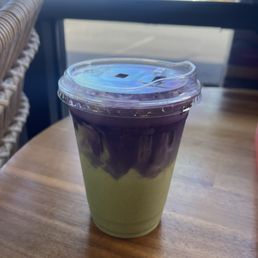 Matcha latte w/ ube cold foam!!