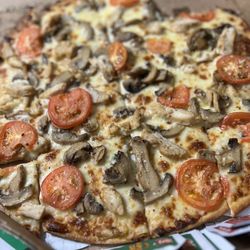 Marco's Pizza - Custom white sauce, chicken, mushrooms, tomatoes