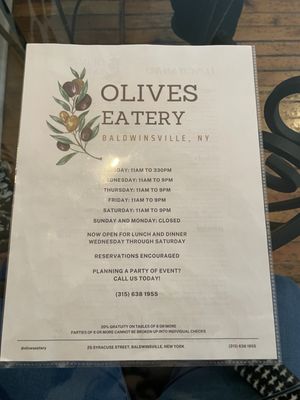 Menu photo 3 Olive's Eatery Baldwinsville, NY