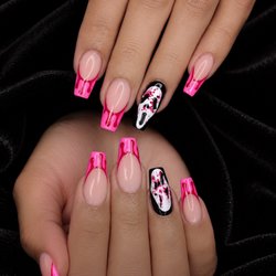 Pure Nails Spa - Sweet with a little edge.Pink drips, bold details, main character energy.