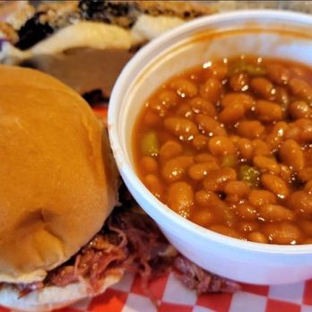 Caddo Creamery - Pulled pork sandwich an beans - Desserts Near Me Caddo Creamery - Pulled pork sandwich an beans - Desserts Near Me