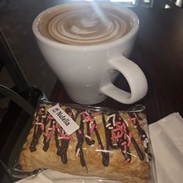 Homemade poptart and large latte Homemade poptart and large latte