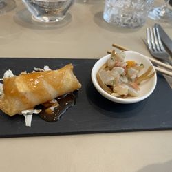 Spring roll and ceviche