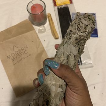 Modern Mystic Shop - Lavender sage, crystal Quartz, pink candle +Votive holder($1) Palo Santo wood, Copal incense, CBD gummy at the counter! - Spiritual Shop Near Me - Atlanta, Georgia