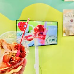 Twisted Cup - Pineapple Dole with pound cake and strawberries, cherries, vanilla wafers, graham crumble, marshmallow cream, and all fruit drizzles.